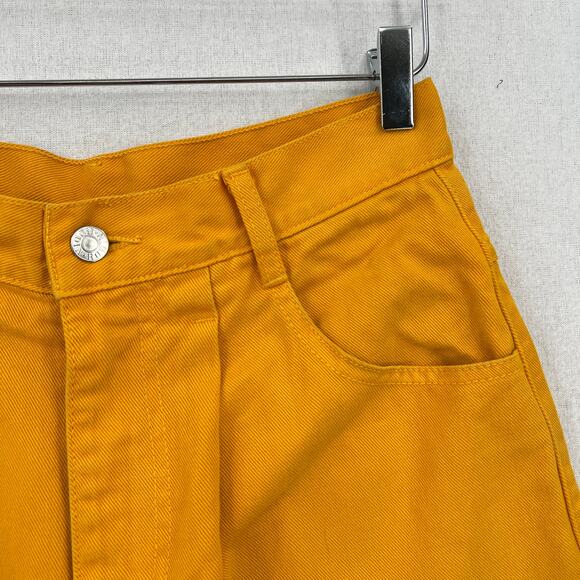 RODIN Vintage Y2K 80s 90s Pleated Denim Shorts Womens Small 27 Mustard Yellow - Picture 6 of 16